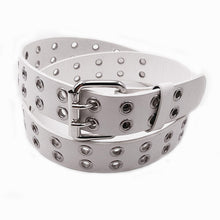 Load image into Gallery viewer, Women's Punk Style Fashion Belt Women Adjustable Black Double Eyelet Buttonhole Leather Waistbelt Personality Jeans Belt
