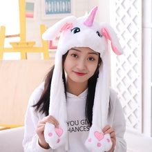 Load image into Gallery viewer, Girls Unicorn Hat Plush Moving Ears Stitch Hat Hand Pinching Ear To Move Vertical Ears Cap Women Party Pikachu Performance Gifts
