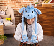 Load image into Gallery viewer, Girls Unicorn Hat Plush Moving Ears Stitch Hat Hand Pinching Ear To Move Vertical Ears Cap Women Party Pikachu Performance Gifts