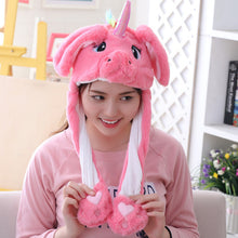 Load image into Gallery viewer, Girls Unicorn Hat Plush Moving Ears Stitch Hat Hand Pinching Ear To Move Vertical Ears Cap Women Party Pikachu Performance Gifts