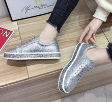 Load image into Gallery viewer, WDHKUN Women Glitter Flat Sneakers Casual Female Mesh Lace Up Bling Platform Comfortable Plus Size Vulcanized Shoes Knitting