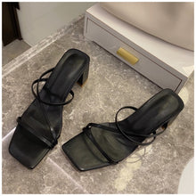 Load image into Gallery viewer, SUOJIALUN Women Summer Outdoor Sandal High Square Heel Flip Flop Ladies Brand Women Slipper Elegant Women Slides Shoes