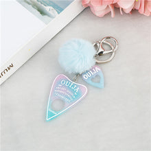 Load image into Gallery viewer, 1PC Women Keychain Ouija Planchette Rresin Charms Handbag Keyring with Puffer Ball Ouija Board Keyring