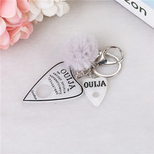 Load image into Gallery viewer, 1PC Women Keychain Ouija Planchette Rresin Charms Handbag Keyring with Puffer Ball Ouija Board Keyring