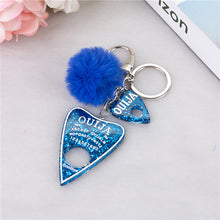Load image into Gallery viewer, 1PC Women Keychain Ouija Planchette Rresin Charms Handbag Keyring with Puffer Ball Ouija Board Keyring