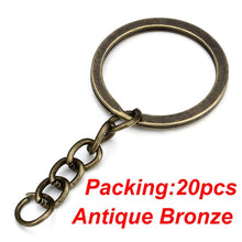 Load image into Gallery viewer, 5-20pcs/lot Key Chain Key Ring keychain Bronze Rhodium Gold 28mm Long Round Split Keyrings Keychain Jewelry Making Wholesale DIY