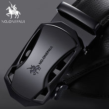 Load image into Gallery viewer, NO.ONEPAUL Brand Fashion Automatic Buckle Black Genuine Leather Belt Men's Belts Cow Leather Belts for Men 3.5cm Width WQE789
