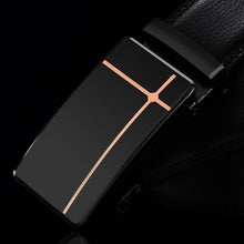Load image into Gallery viewer, NO.ONEPAUL Brand Fashion Automatic Buckle Black Genuine Leather Belt Men's Belts Cow Leather Belts for Men 3.5cm Width WQE789