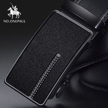 Load image into Gallery viewer, NO.ONEPAUL Brand Fashion Automatic Buckle Black Genuine Leather Belt Men's Belts Cow Leather Belts for Men 3.5cm Width WQE789