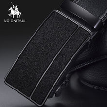 Load image into Gallery viewer, NO.ONEPAUL Brand Fashion Automatic Buckle Black Genuine Leather Belt Men's Belts Cow Leather Belts for Men 3.5cm Width WQE789