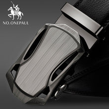 Load image into Gallery viewer, NO.ONEPAUL Brand Fashion Automatic Buckle Black Genuine Leather Belt Men's Belts Cow Leather Belts for Men 3.5cm Width WQE789
