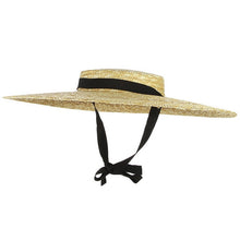 Load image into Gallery viewer, GEMVIE New Large Brim Straw Hat Summer Hats For Women Ribbon Beach Cap Boater Flat Top Sun Hat