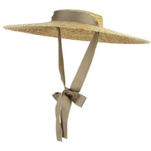 Load image into Gallery viewer, GEMVIE New Large Brim Straw Hat Summer Hats For Women Ribbon Beach Cap Boater Flat Top Sun Hat