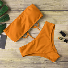 Load image into Gallery viewer, 2020 New Bikini Women Swimwear High Waist Strapless Sexy Bikini Pure Color Women Swimsuit Padded Bathing Suit Monokin