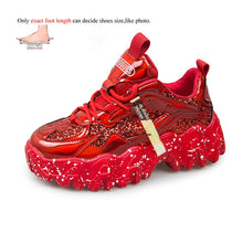 Load image into Gallery viewer, Spring Women's Chunky Sneakers Fashion Bling Sequined Lace-Up Vulcanize Shoes Female Trainers Dad Shoes Women Platform Shoes