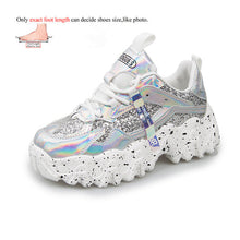 Load image into Gallery viewer, Spring Women's Chunky Sneakers Fashion Bling Sequined Lace-Up Vulcanize Shoes Female Trainers Dad Shoes Women Platform Shoes
