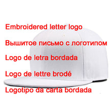 Load image into Gallery viewer, Custom Logo Snapback Cap Team Embroidery Letters Baseball Caps Men Women Hip Hop Flat Hats Outdoor Casual Couple Hat