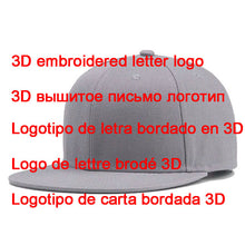Load image into Gallery viewer, Custom Logo Snapback Cap Team Embroidery Letters Baseball Caps Men Women Hip Hop Flat Hats Outdoor Casual Couple Hat