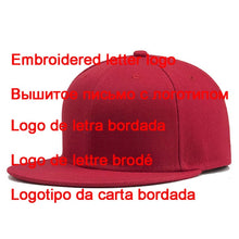 Load image into Gallery viewer, Custom Logo Snapback Cap Team Embroidery Letters Baseball Caps Men Women Hip Hop Flat Hats Outdoor Casual Couple Hat