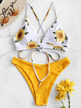 Load image into Gallery viewer, 2020bikini swimsuit sunflower printed swimsuit bikini