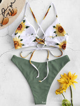 Load image into Gallery viewer, 2020bikini swimsuit sunflower printed swimsuit bikini