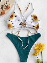 Load image into Gallery viewer, 2020bikini swimsuit sunflower printed swimsuit bikini