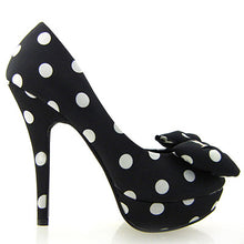 Load image into Gallery viewer, LF30406-1 Ladies Cute Bow Satin Polka Dot Party/Club Platform High Heels Pumps Court Shoes