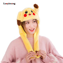 Load image into Gallery viewer, Girls Unicorn Hat Plush Moving Ears Stitch Hat Hand Pinching Ear To Move Vertical Ears Cap Women Party Pikachu Performance Gifts

