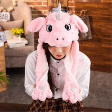 Load image into Gallery viewer, Girls Unicorn Hat Plush Moving Ears Stitch Hat Hand Pinching Ear To Move Vertical Ears Cap Women Party Pikachu Performance Gifts
