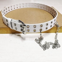 Load image into Gallery viewer, Women's Punk Style Fashion Belt Women Adjustable Black Double Eyelet Buttonhole Leather Waistbelt Personality Jeans Belt
