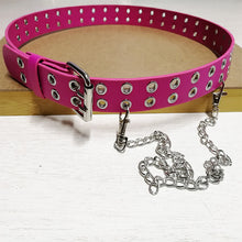 Load image into Gallery viewer, Women's Punk Style Fashion Belt Women Adjustable Black Double Eyelet Buttonhole Leather Waistbelt Personality Jeans Belt
