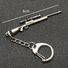 Load image into Gallery viewer, PUBG Keychain Playerunknowns Battlegrounds Backpack Armor Helmet Pan 98k Flare Gun Keyring Key Chain Ring Army Jewelry Wholesale
