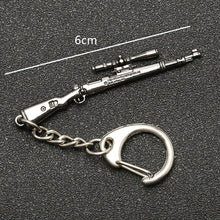 Load image into Gallery viewer, PUBG Keychain Playerunknowns Battlegrounds Backpack Armor Helmet Pan 98k Flare Gun Keyring Key Chain Ring Army Jewelry Wholesale
