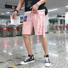 Load image into Gallery viewer, Hip Hop Casual Shorts Men Ribbons Design Shorts 2020 Summer Fashion Male Short Jogger Streetwear Black Pink YYJ-4
