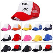 Load image into Gallery viewer, Factory Price! Free Custom LOGO Design Cheap 100% Polyester Men Women Baseball Cap Blank Mesh Adjustable Hat Adult Children Kids
