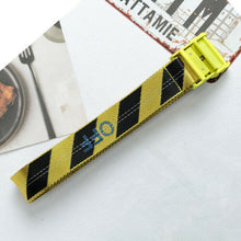 Load image into Gallery viewer, 2020 Off White Tie Down Yellow Nylon Cotton Big IRON Head Industrial Belt
