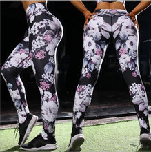 Load image into Gallery viewer, EOEODOIT Women Gym Leggings Jogging Sets 2 pcs Empire Workout Sport Pant Print Flower High Waist Elastic Fitness Hip Push Up Bra
