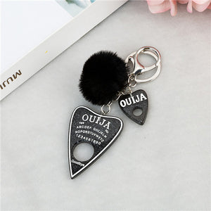 1PC Women Keychain Ouija Planchette Rresin Charms Handbag  Keyring with Puffer Ball Ouija Board Keyring