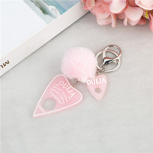 1PC Women Keychain Ouija Planchette Rresin Charms Handbag  Keyring with Puffer Ball Ouija Board Keyring