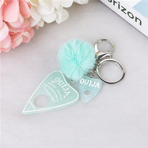 1PC Women Keychain Ouija Planchette Rresin Charms Handbag  Keyring with Puffer Ball Ouija Board Keyring