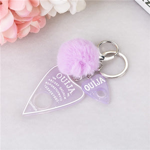 1PC Women Keychain Ouija Planchette Rresin Charms Handbag  Keyring with Puffer Ball Ouija Board Keyring