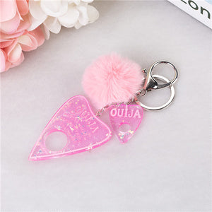 1PC Women Keychain Ouija Planchette Rresin Charms Handbag  Keyring with Puffer Ball Ouija Board Keyring