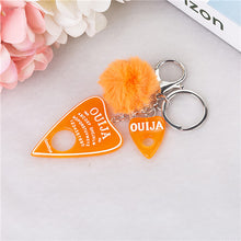 Load image into Gallery viewer, 1PC Women Keychain Ouija Planchette Rresin Charms Handbag  Keyring with Puffer Ball Ouija Board Keyring
