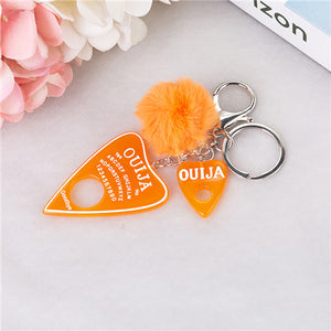 1PC Women Keychain Ouija Planchette Rresin Charms Handbag  Keyring with Puffer Ball Ouija Board Keyring