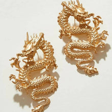 Load image into Gallery viewer, Punk Gold Tone Firery Dragon Stud Earrings For Women 2020 Unique Chic Metal Dragon Statement Earrings Jewelry Femme Bijoux
