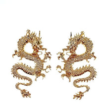 Load image into Gallery viewer, Punk Gold Tone Firery Dragon Stud Earrings For Women 2020 Unique Chic Metal Dragon Statement Earrings Jewelry Femme Bijoux
