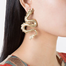 Load image into Gallery viewer, Punk Gold Tone Firery Dragon Stud Earrings For Women 2020 Unique Chic Metal Dragon Statement Earrings Jewelry Femme Bijoux
