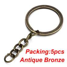 Load image into Gallery viewer, 5-20pcs/lot Key Chain Key Ring keychain Bronze Rhodium Gold 28mm Long Round Split Keyrings Keychain Jewelry Making Wholesale DIY
