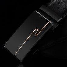 Load image into Gallery viewer, NO.ONEPAUL Brand Fashion Automatic Buckle Black Genuine Leather Belt Men's Belts Cow Leather Belts for Men 3.5cm Width WQE789

