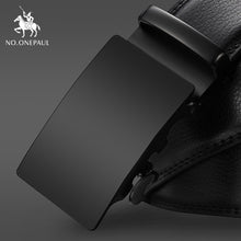 Load image into Gallery viewer, NO.ONEPAUL Brand Fashion Automatic Buckle Black Genuine Leather Belt Men's Belts Cow Leather Belts for Men 3.5cm Width WQE789
